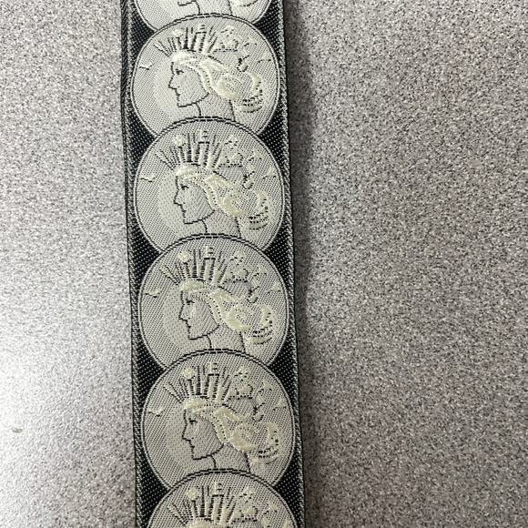 CAS Germany Silk Suspenders Mens Braces Gray Black Leather Button Coins Liberty - Picture 6 of 8